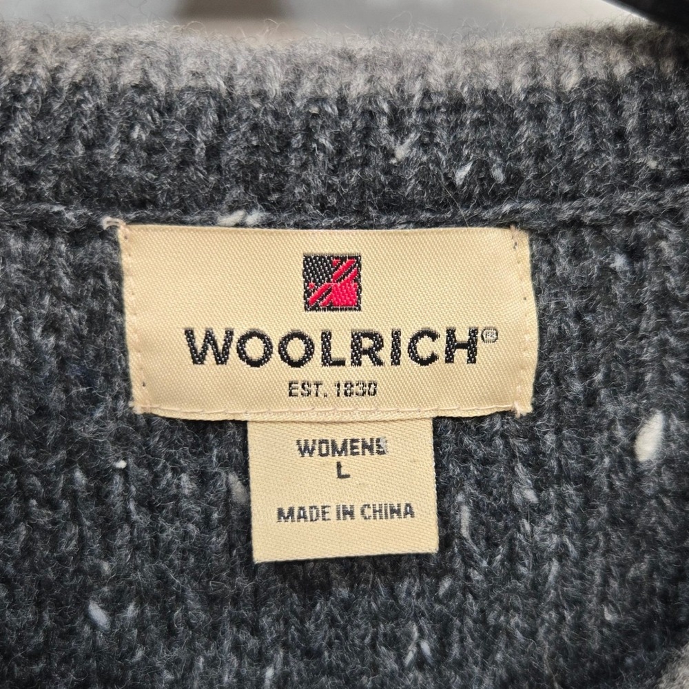 Woolrich Sweater Large Onyx Heather Bird Embroidered Vintage Wool Blend Cottage - Picture 6 of 8